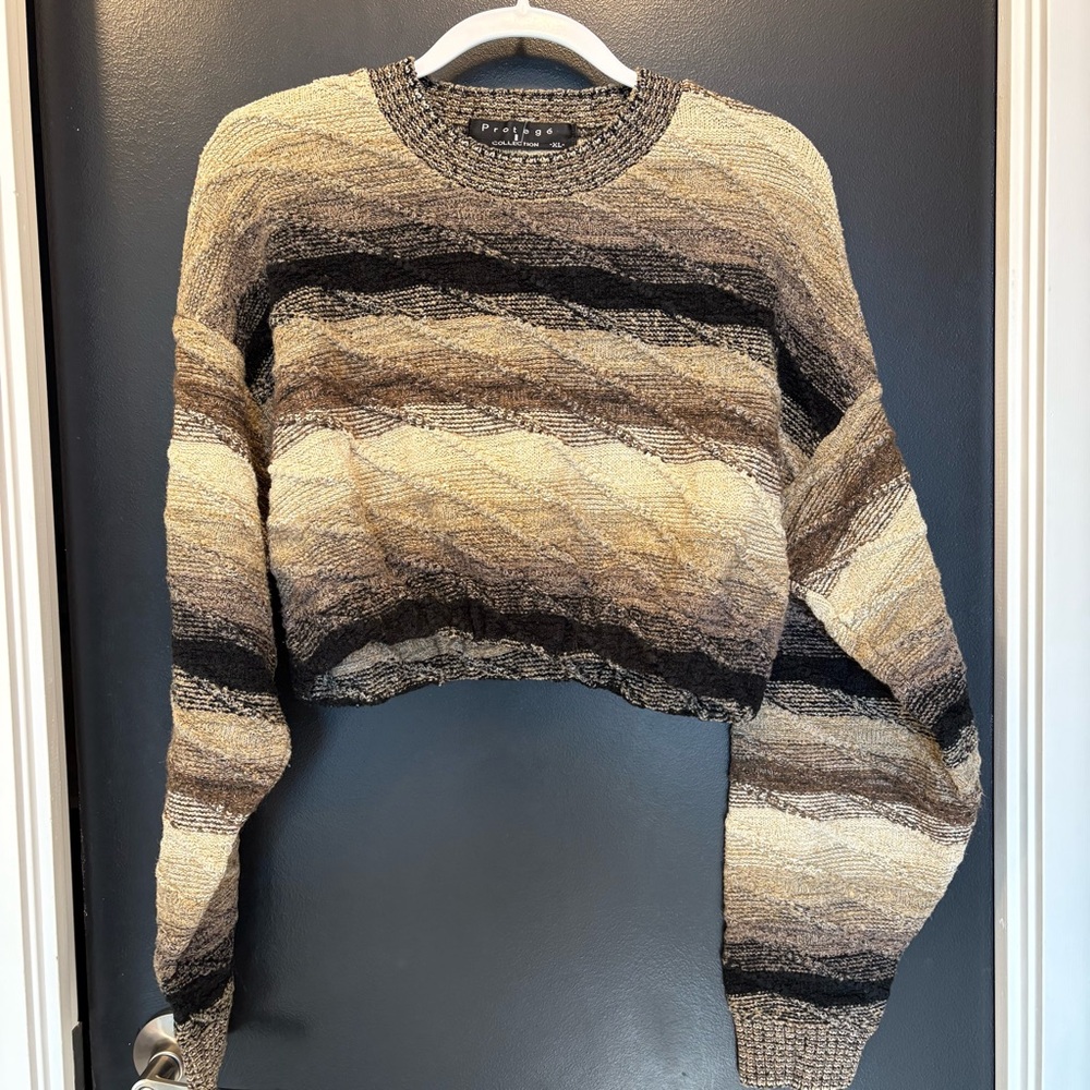 Vintage Re-Worked Patterned Knit Sweater Black and Brown